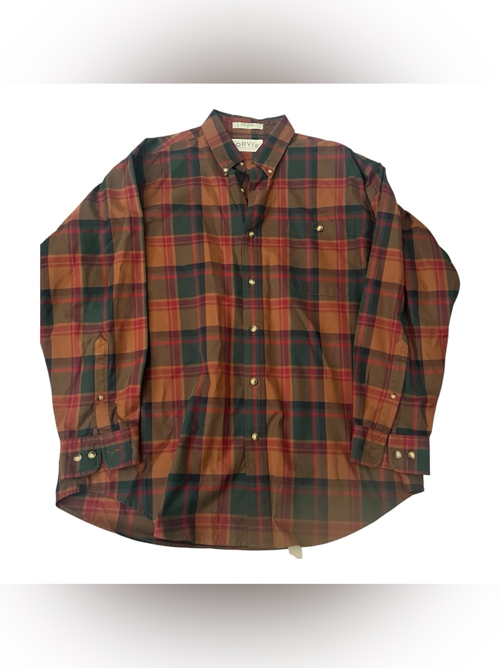Orvis plaid long sleeve button down shirt size large